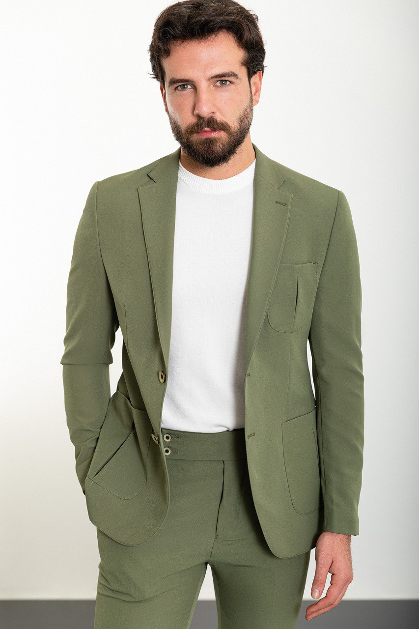 Khaki Modern Slim Fit Two-Piece Suit