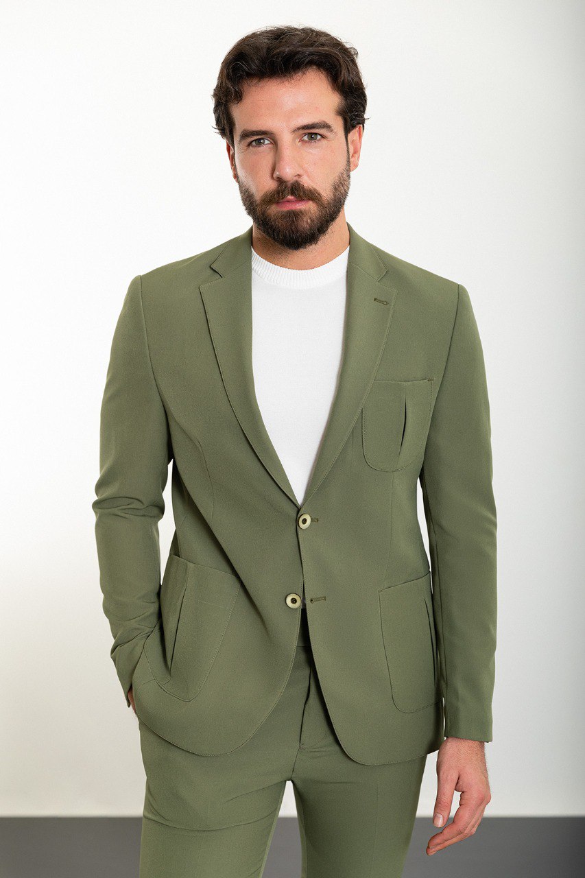 Khaki Modern Slim Fit Two-Piece Suit