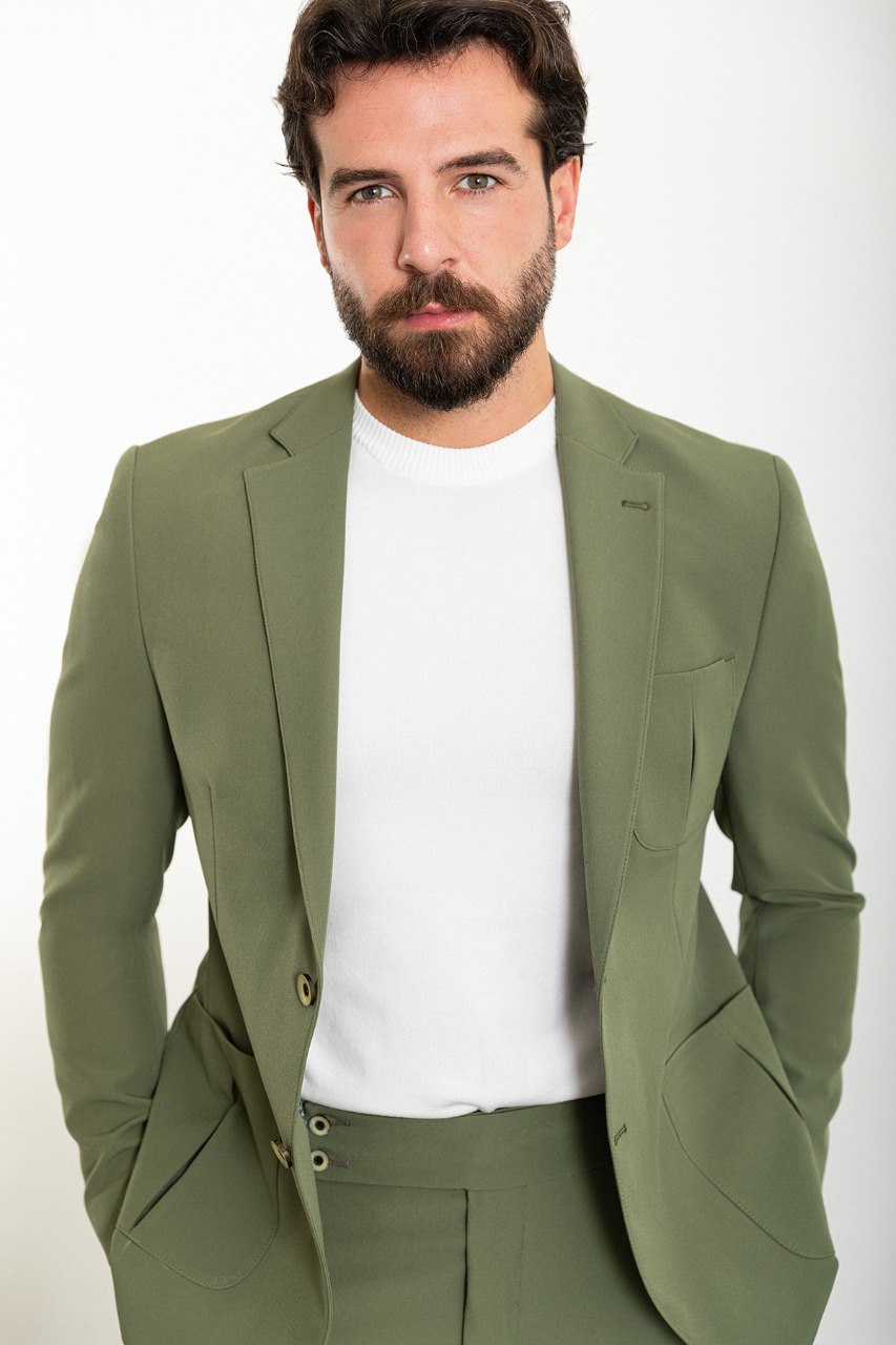 Khaki Modern Slim Fit Two-Piece Suit