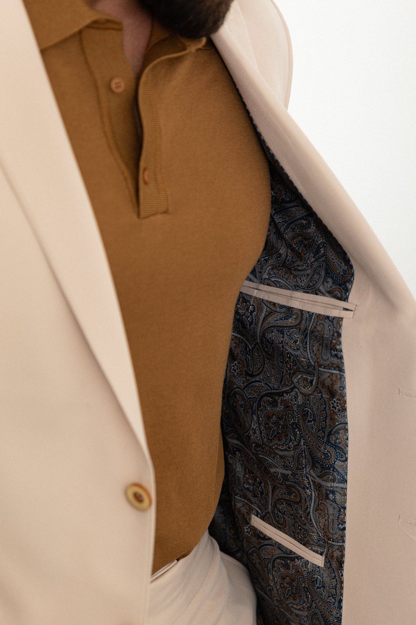 Beige Modern Slim Fit Two-Piece Suit