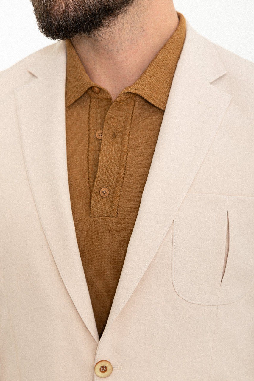 Beige Modern Slim Fit Two-Piece Suit