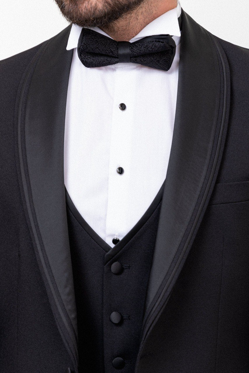 Black Slim Fit Tuxedo with Satin Trim