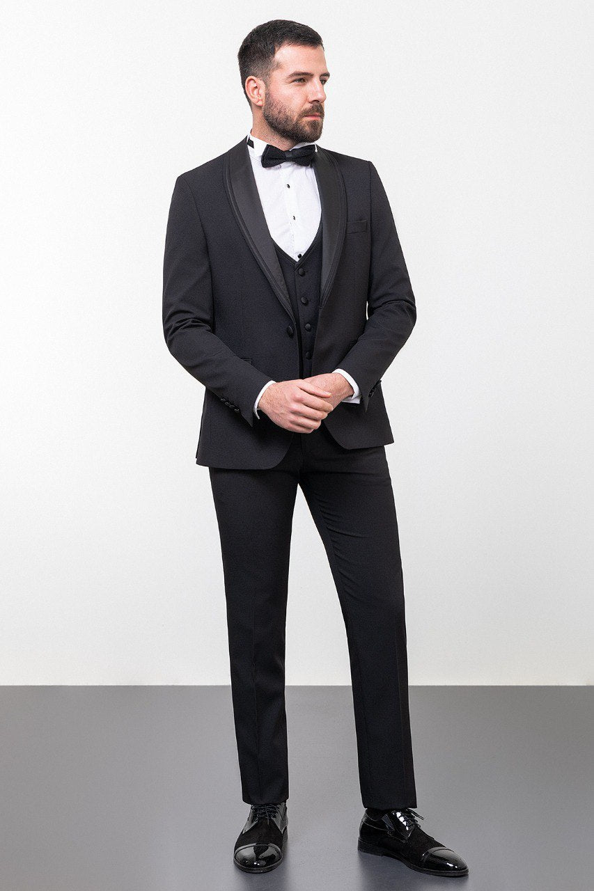 Black Slim Fit Tuxedo with Satin Trim