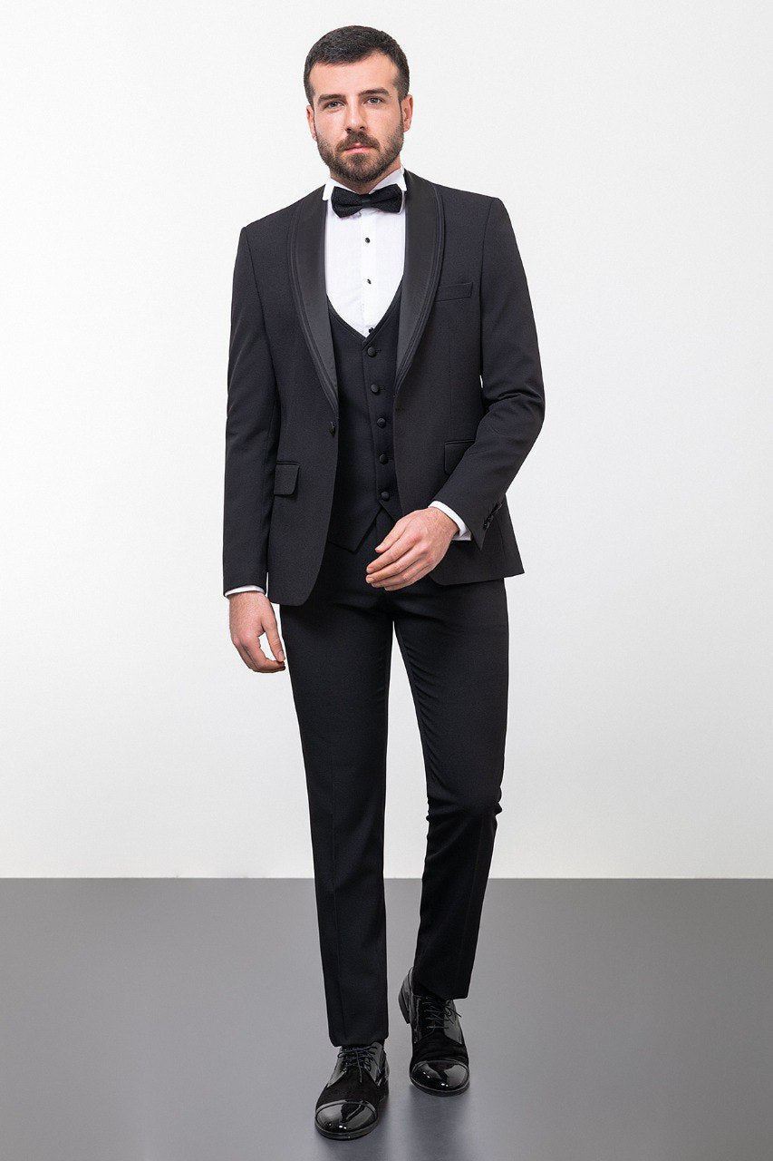 Black Slim Fit Tuxedo with Satin Trim