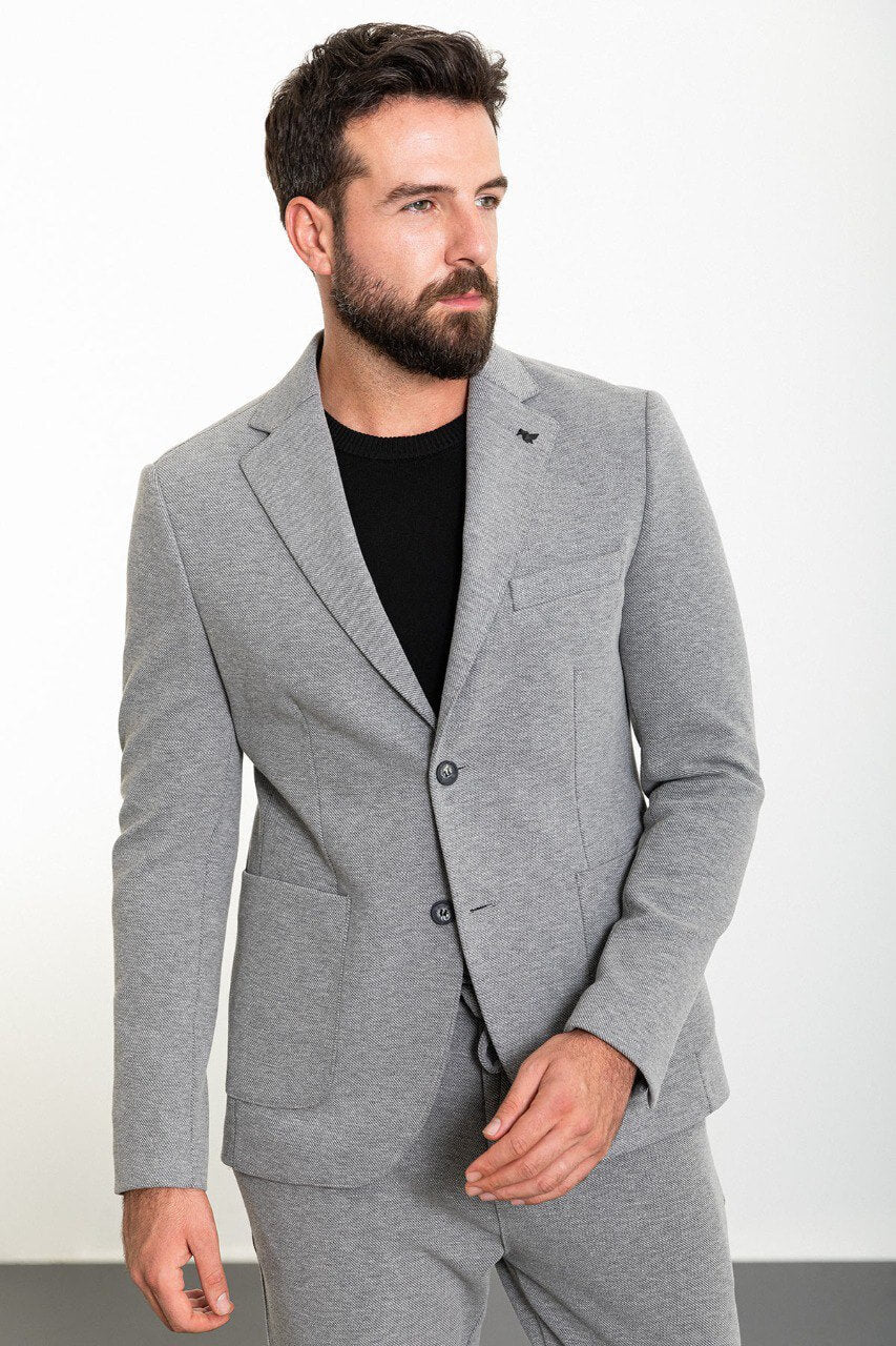 Light Gray Casual Slim Fit Two-Piece Suit