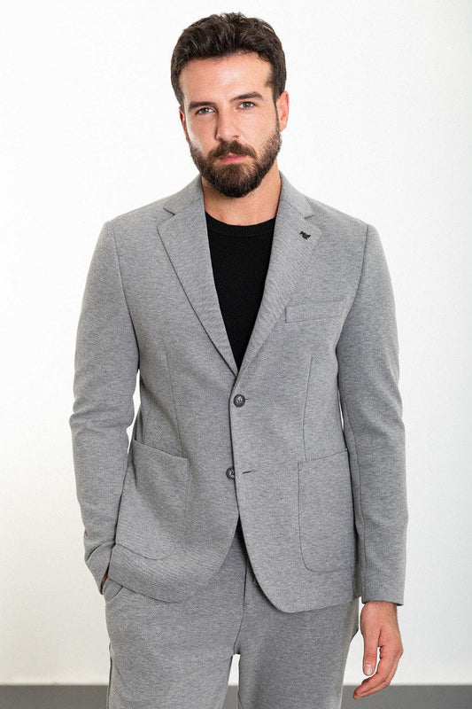 Light Gray Casual Slim Fit Two-Piece Suit