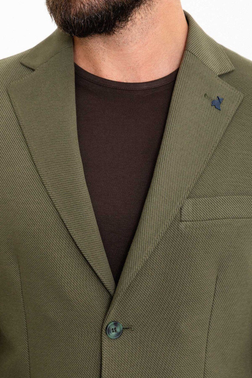 Khaki Casual Textured Slim Fit Two-Piece Suit