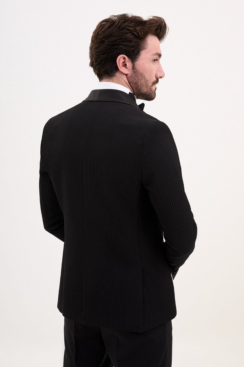 Black Double-Breasted Slim Fit Tuxedo