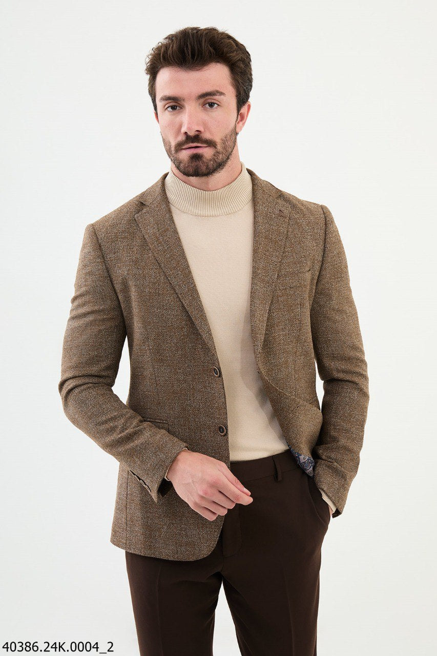 Brown Slim Fit Casual Jacket