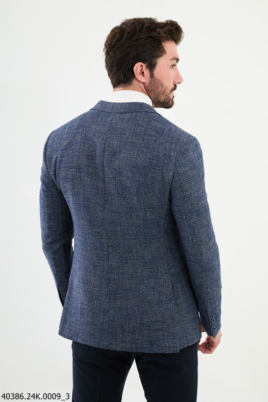 Navy Blue Slim Fit Casual Jacket