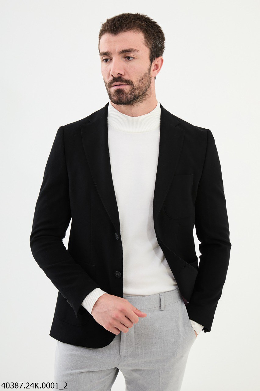 Black Slim Fit Casual Jacket