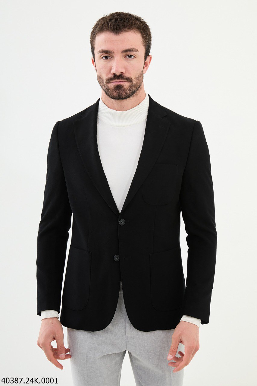 Black Slim Fit Casual Jacket