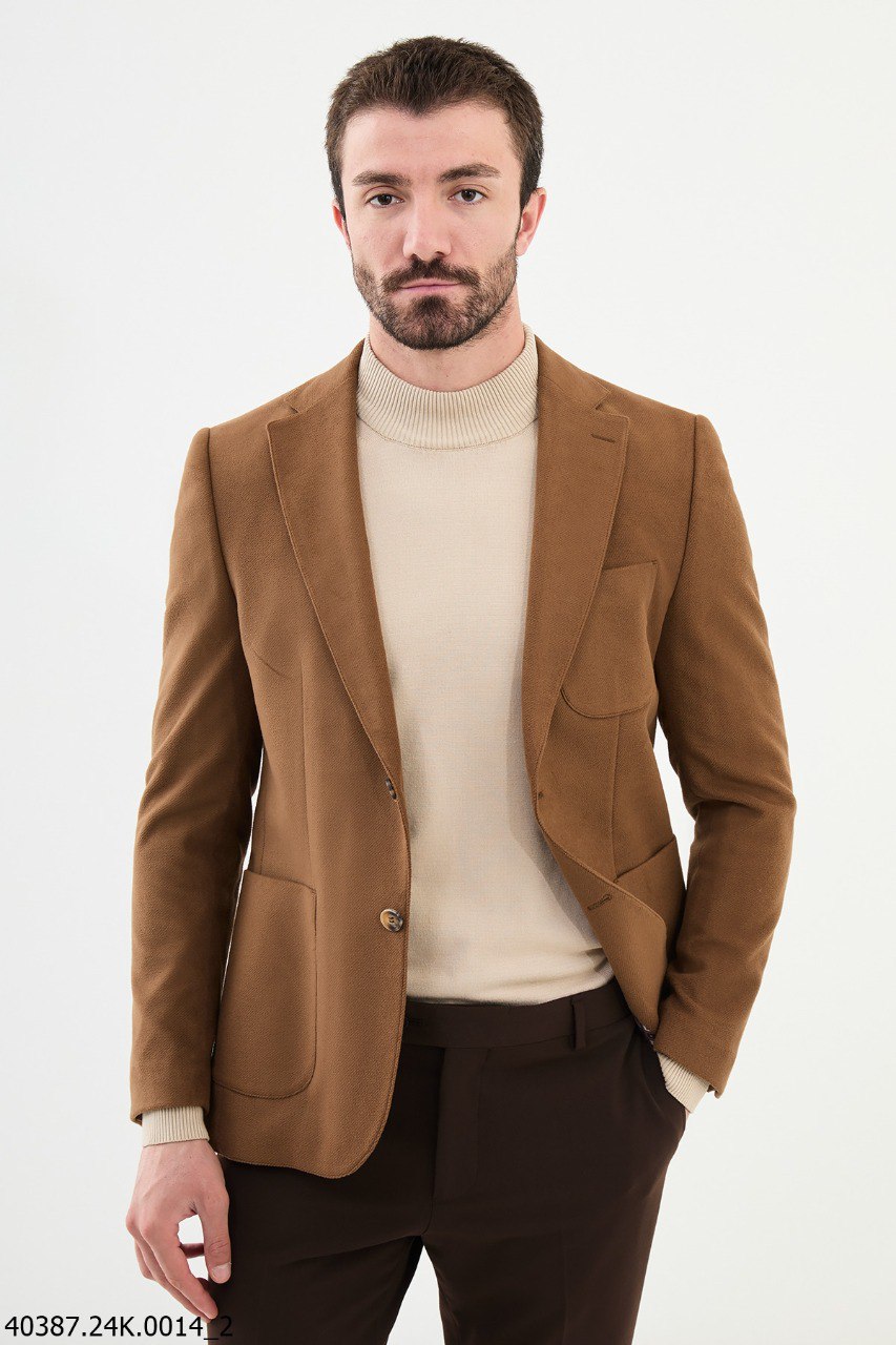 Camel Slim Fit Casual Jacket
