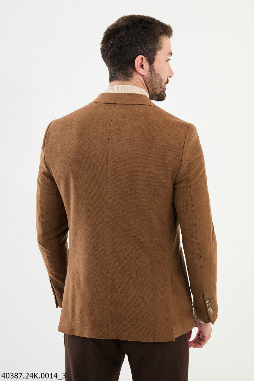 Camel Slim Fit Casual Jacket