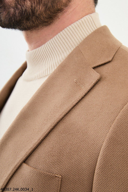 Beige Slim Fit Casual Jacket