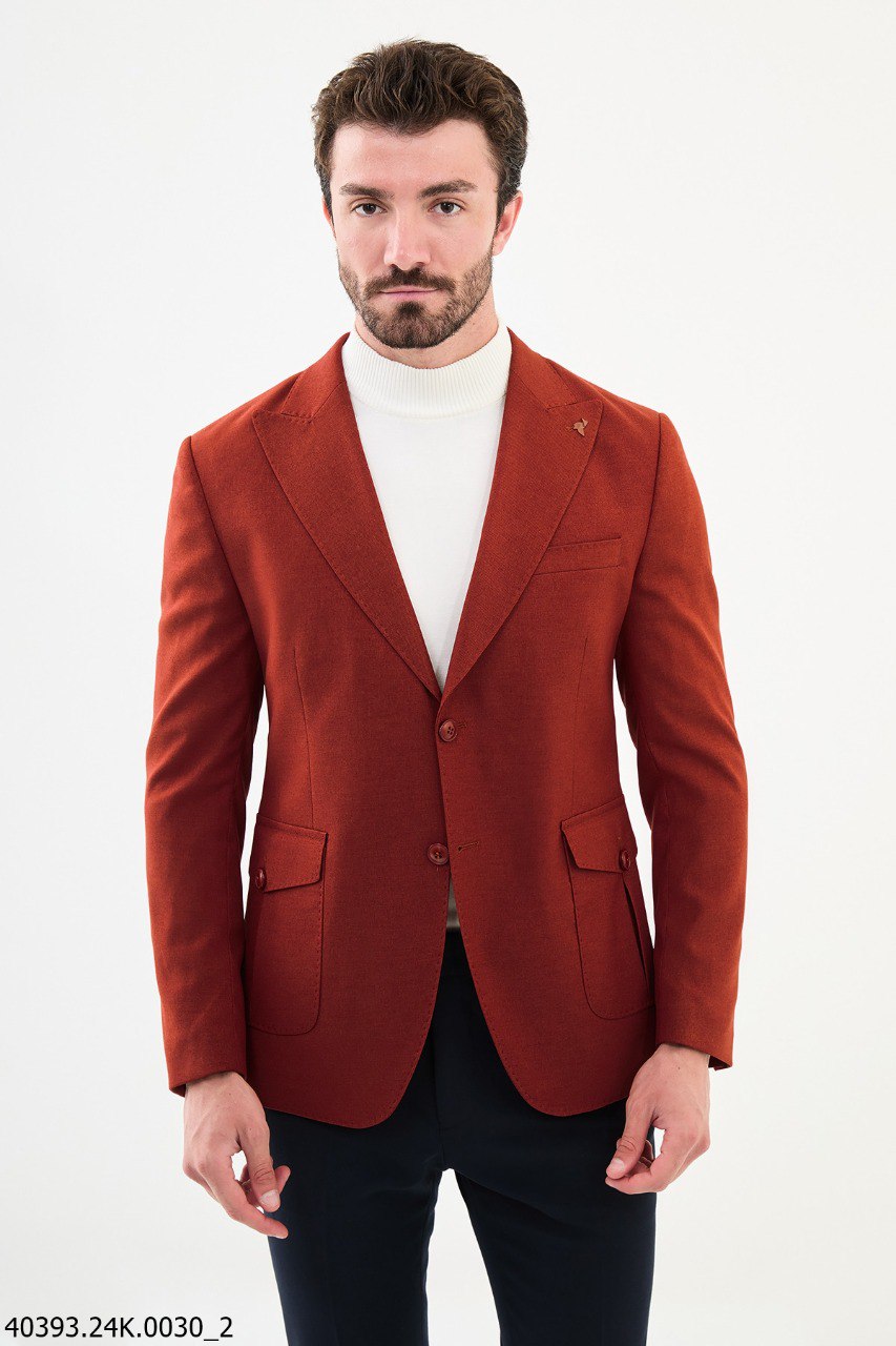 Burgundy Slim Fit Two-Button Casual Jacket