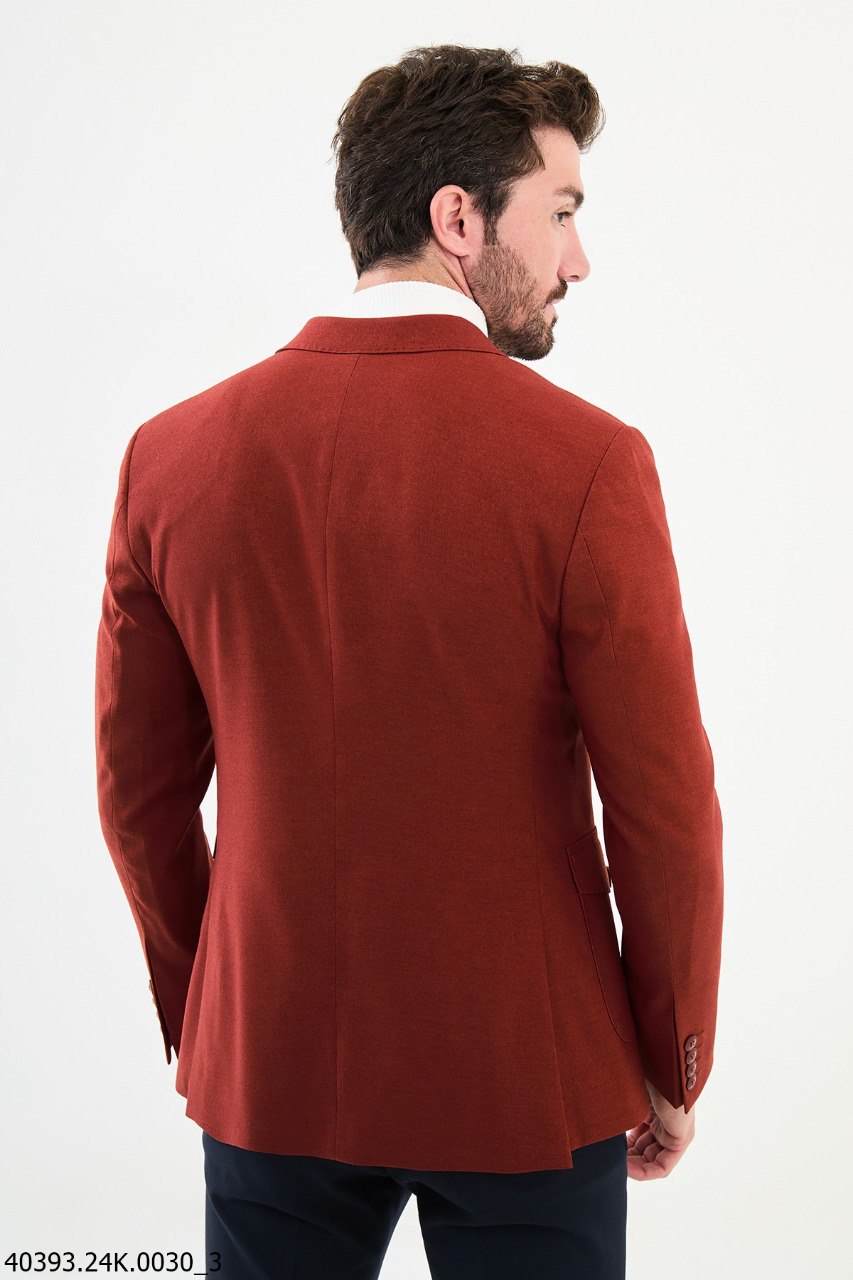 Burgundy Slim Fit Two-Button Casual Jacket