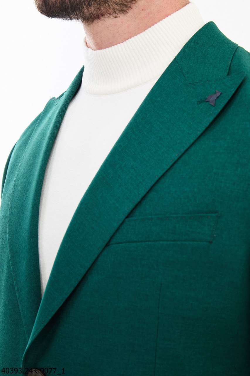 Mint Green Slim Fit Two-Button Casual Jacket
