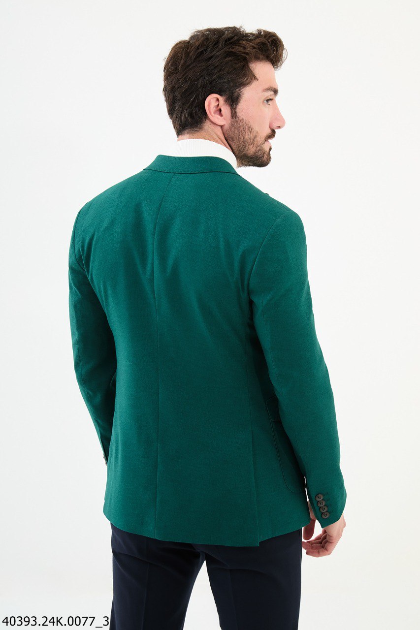 Mint Green Slim Fit Two-Button Casual Jacket