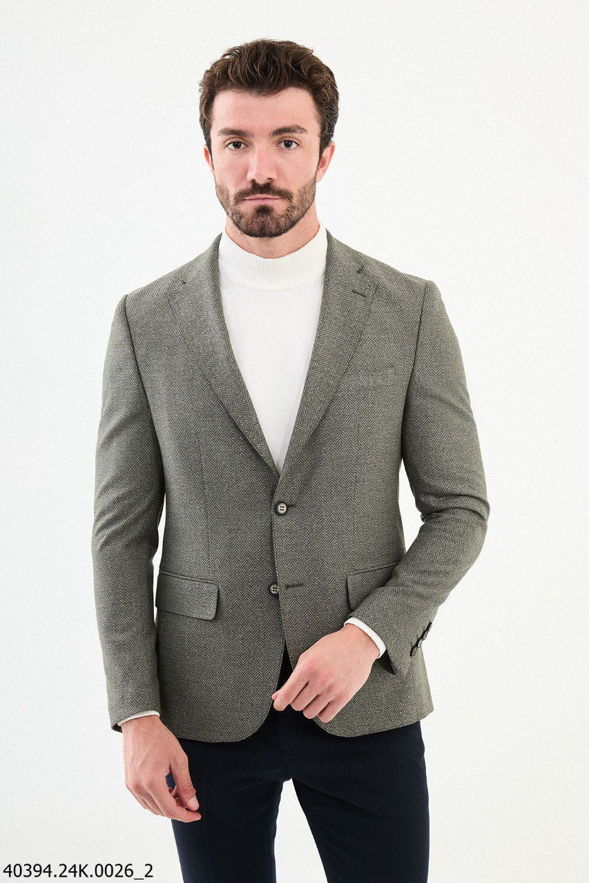 Gray Slim Fit Casual Jacket