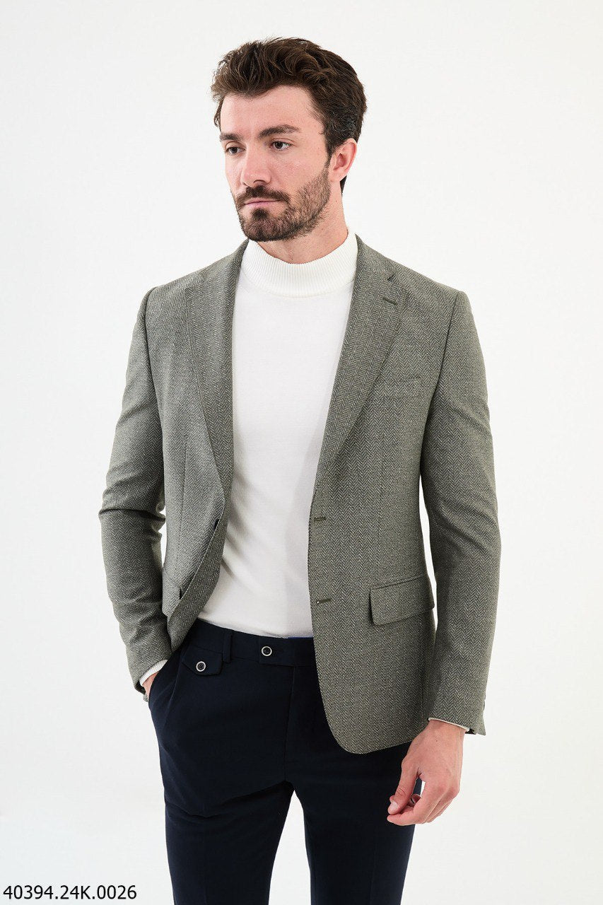 Gray Slim Fit Casual Jacket
