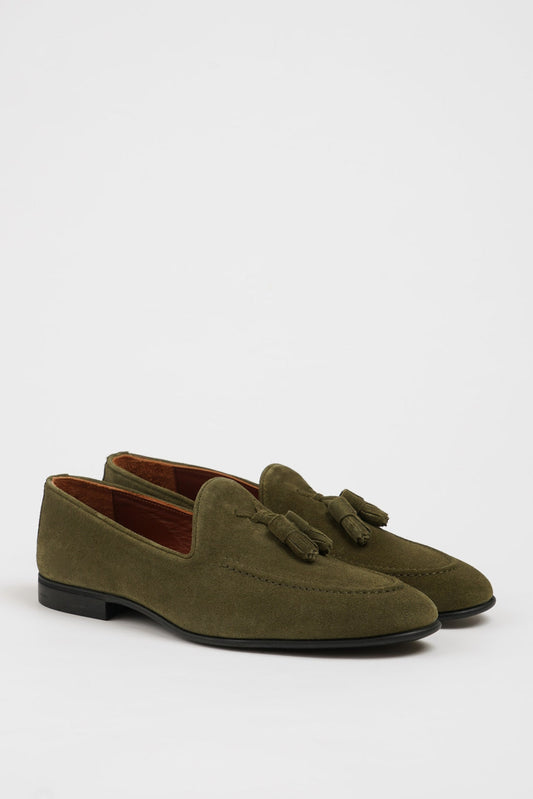 Khaki Suede Loafer Shoes