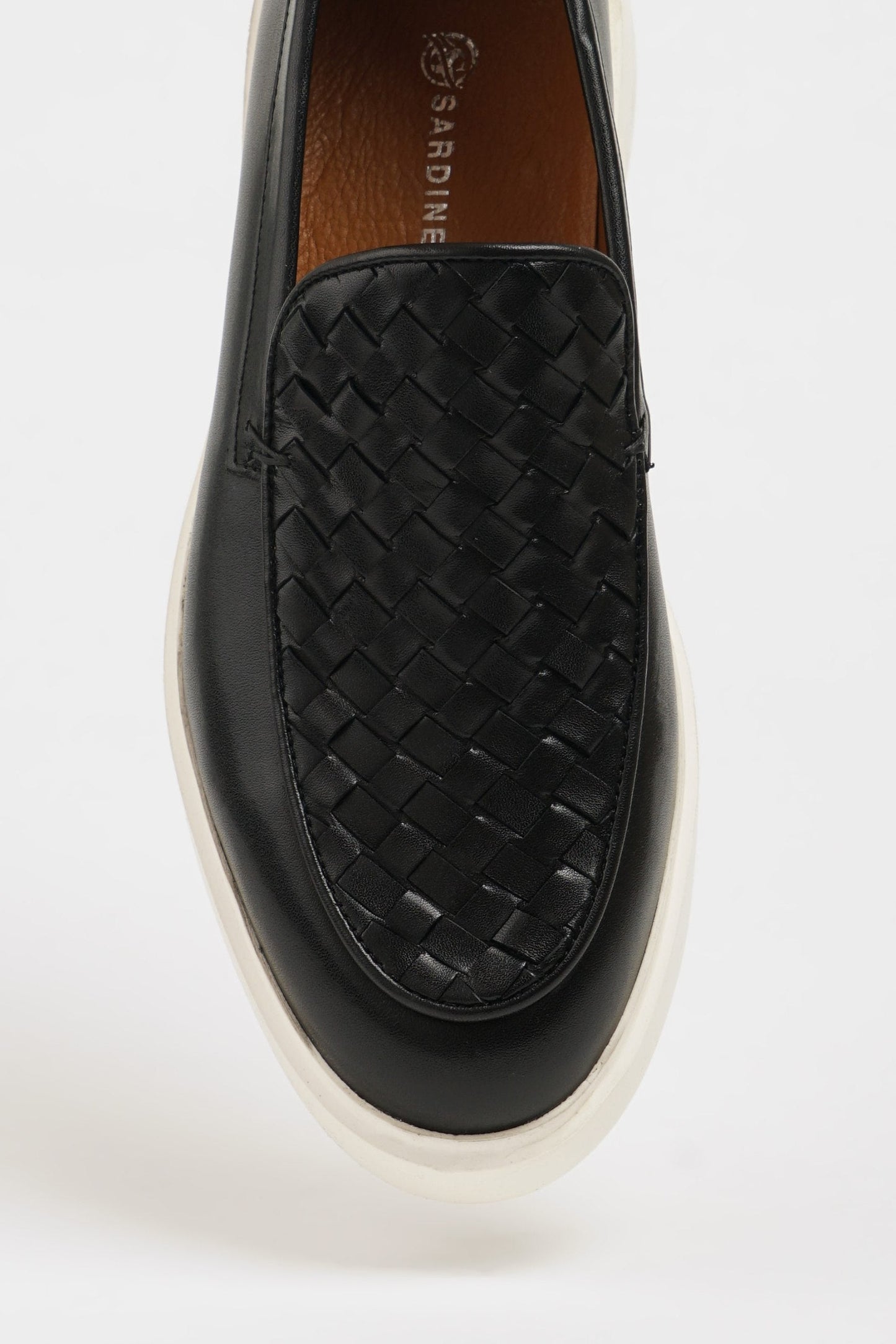 Black Knitted Detail Leather Casual Shoes