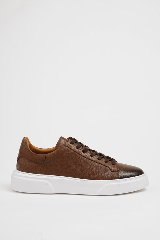 Camel Pool Sole Leather Sneakers Shoes