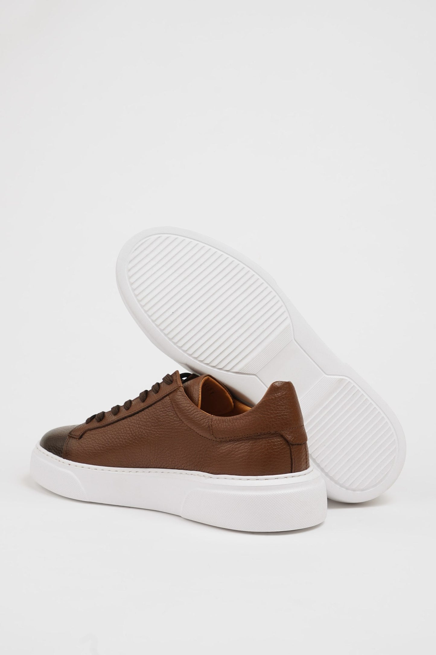 Camel Pool Sole Leather Sneakers Shoes