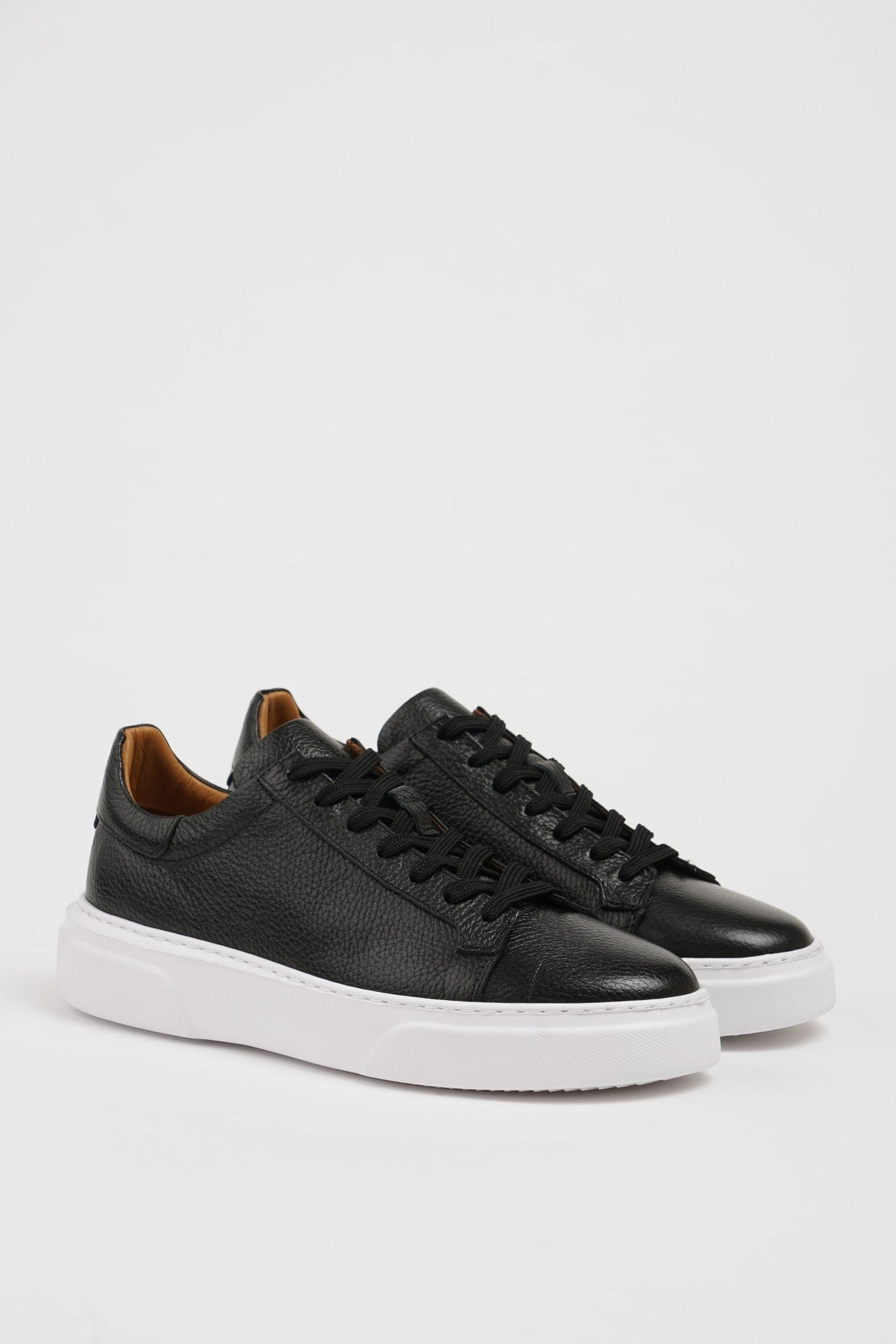Black Pool Sole Leather Sneakers Shoes