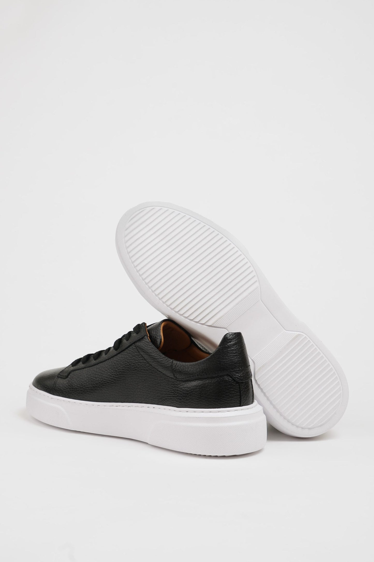 Black Pool Sole Leather Sneakers Shoes