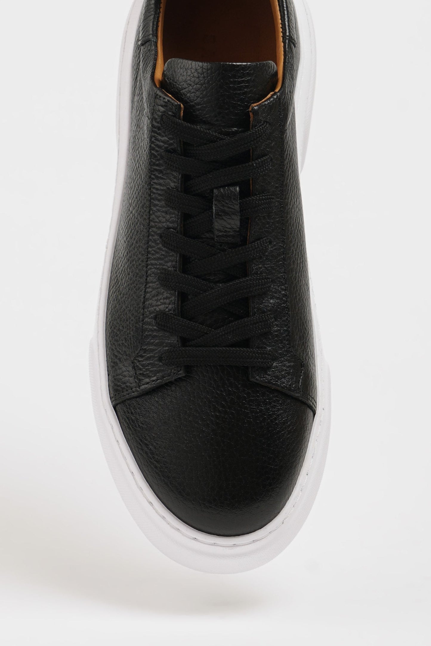 Black Pool Sole Leather Sneakers Shoes
