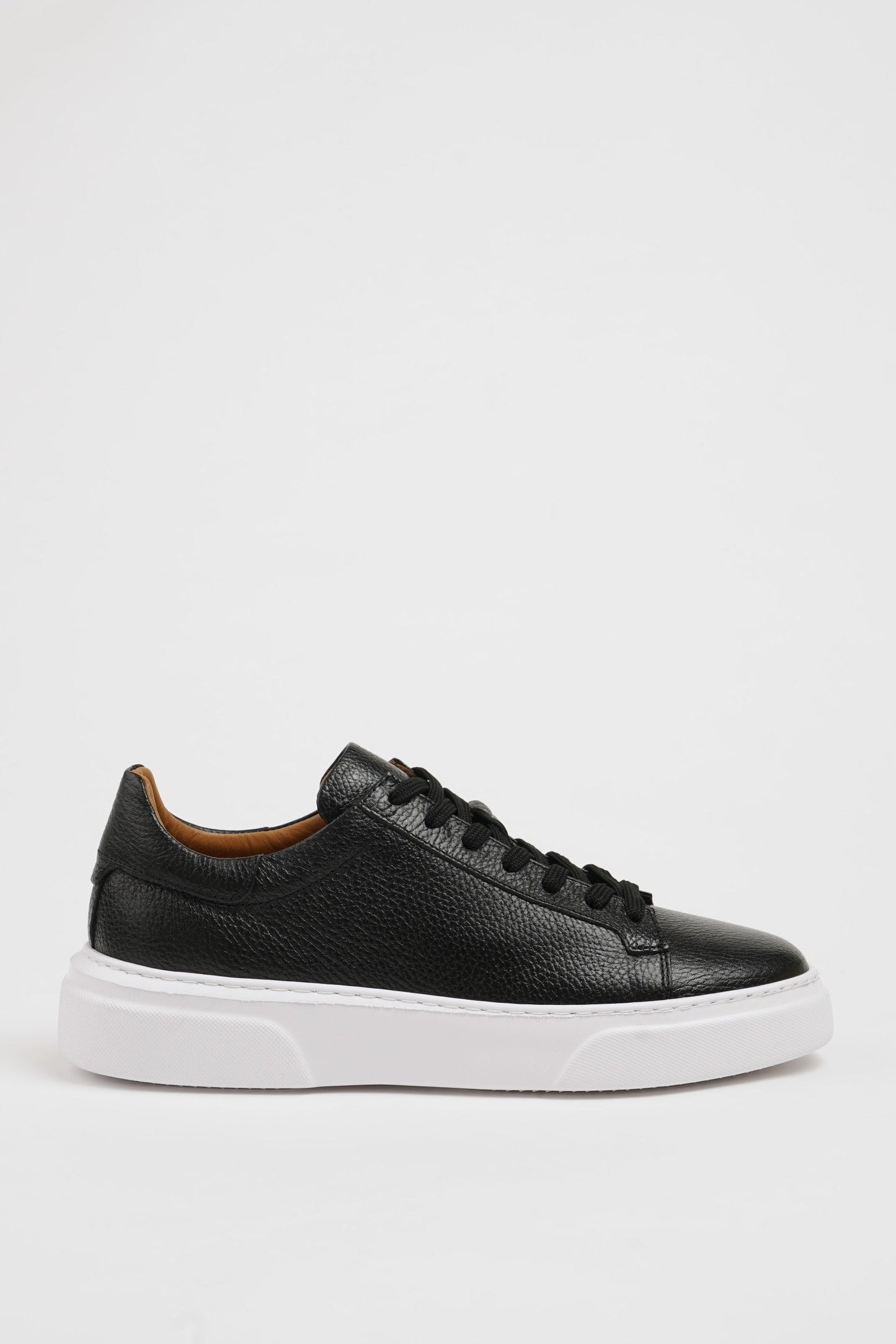 Black Pool Sole Leather Sneakers Shoes