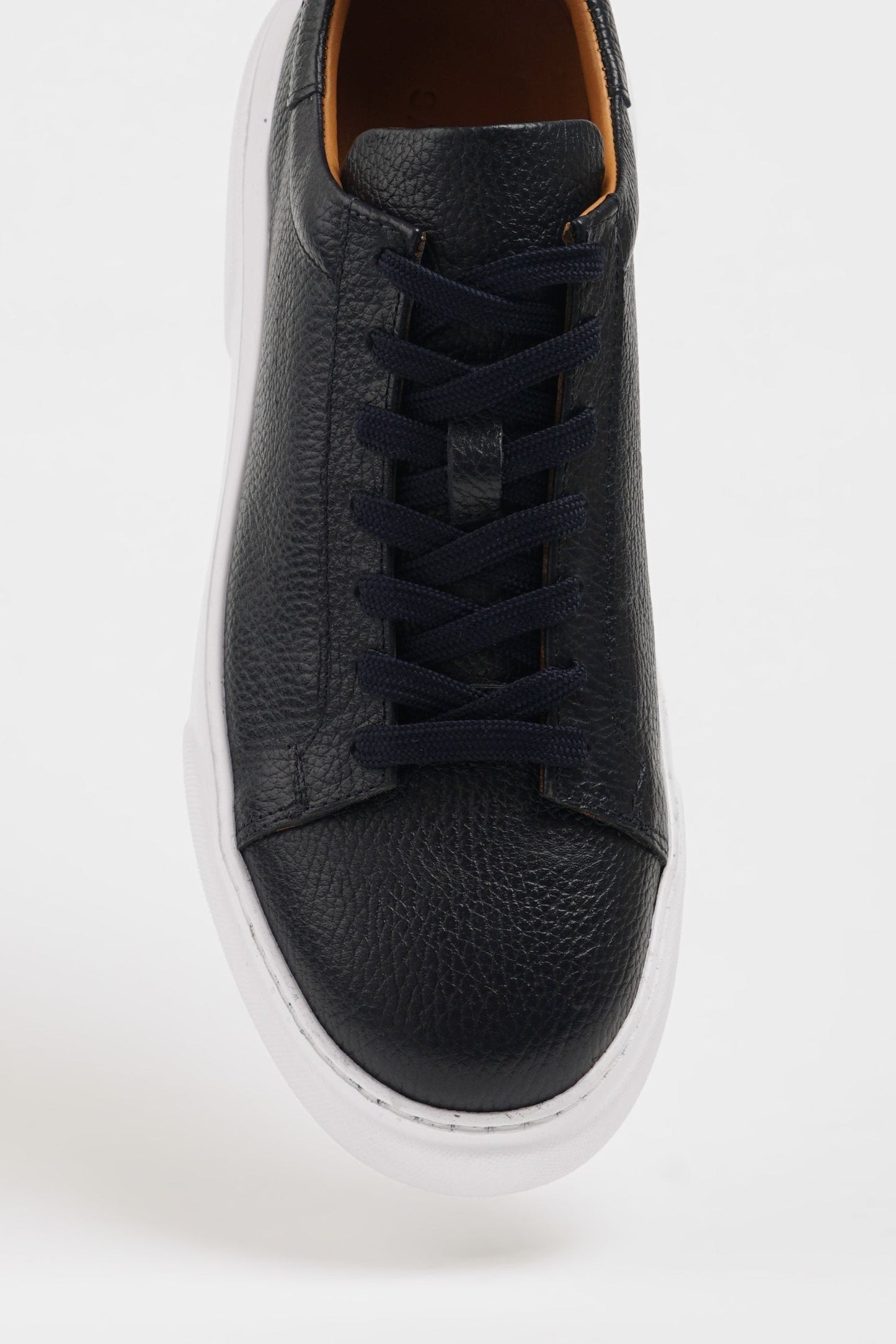Navy Blue Pool Sole Leather Sneakers Shoes