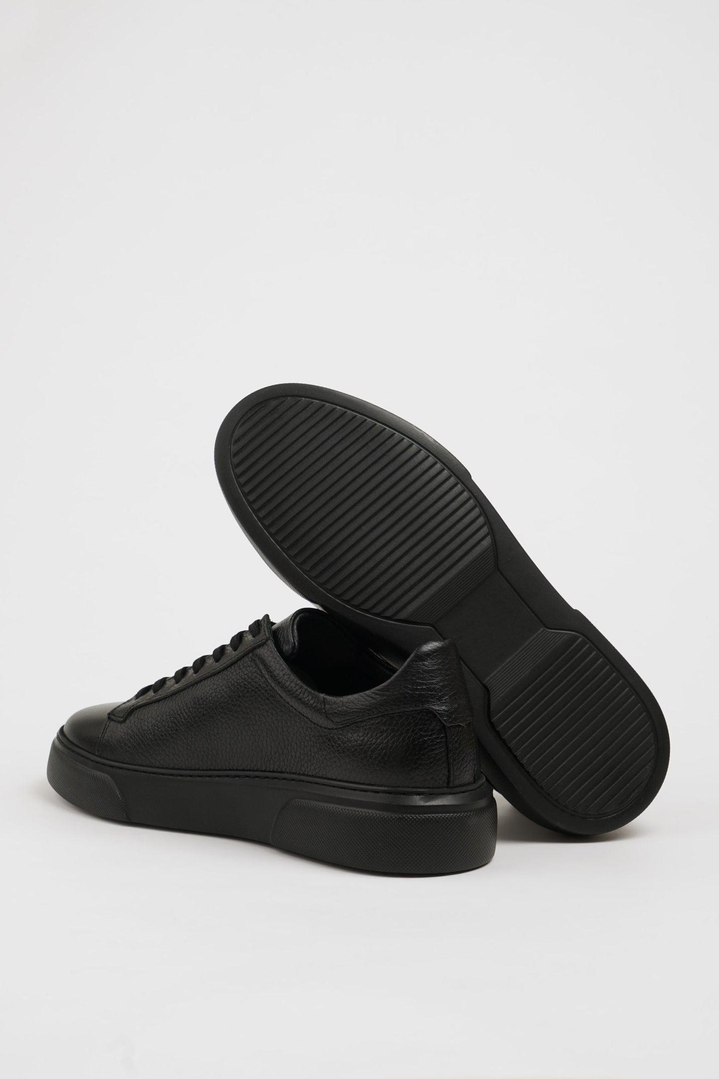 Dark Black Pool Sole Leather Sneakers Shoes