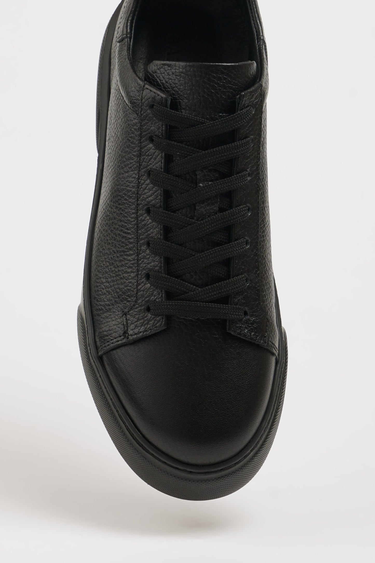 Dark Black Pool Sole Leather Sneakers Shoes