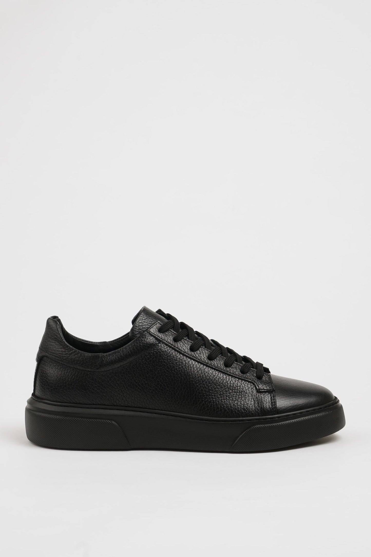 Dark Black Pool Sole Leather Sneakers Shoes