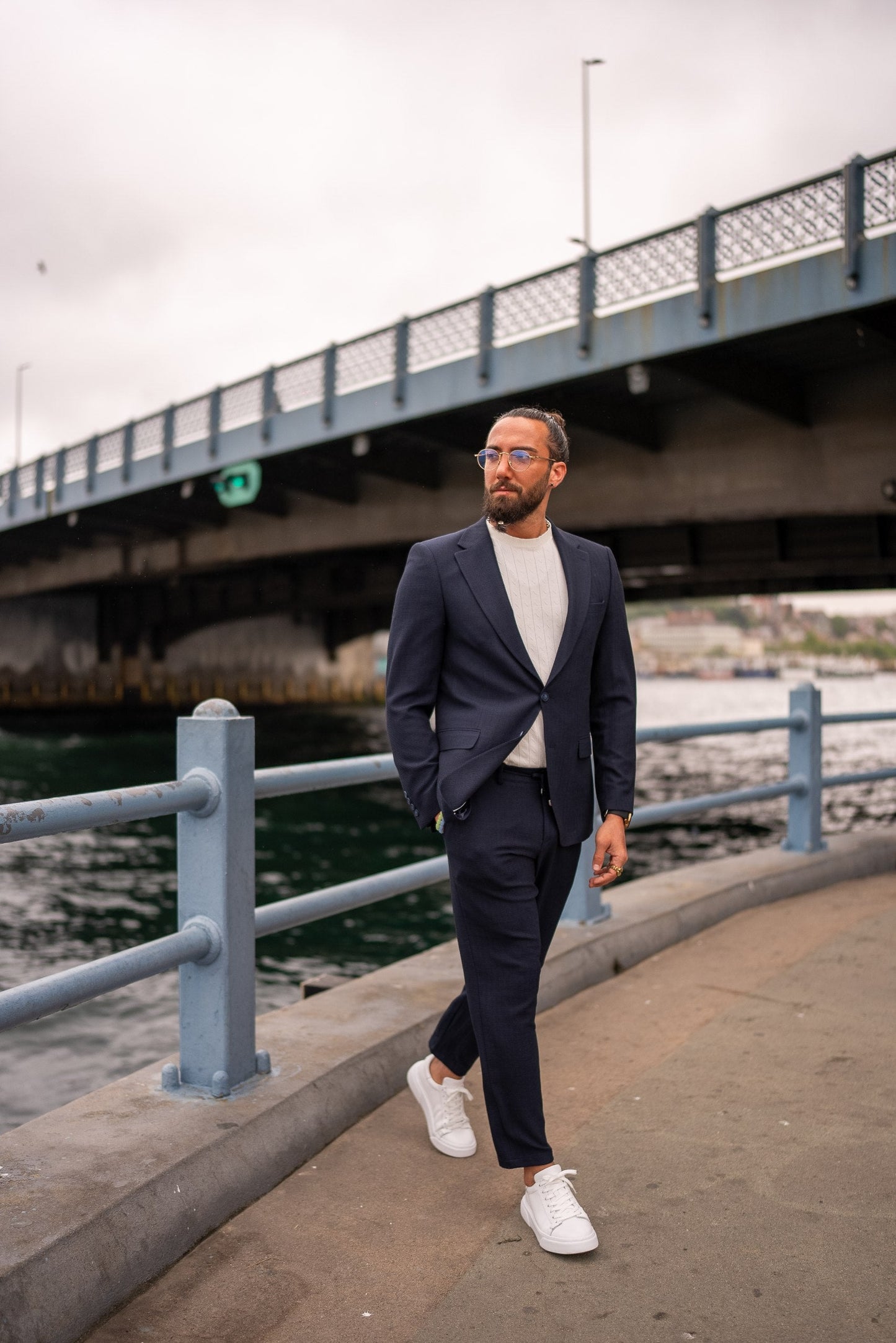 Navy Blue Summer Suit Set