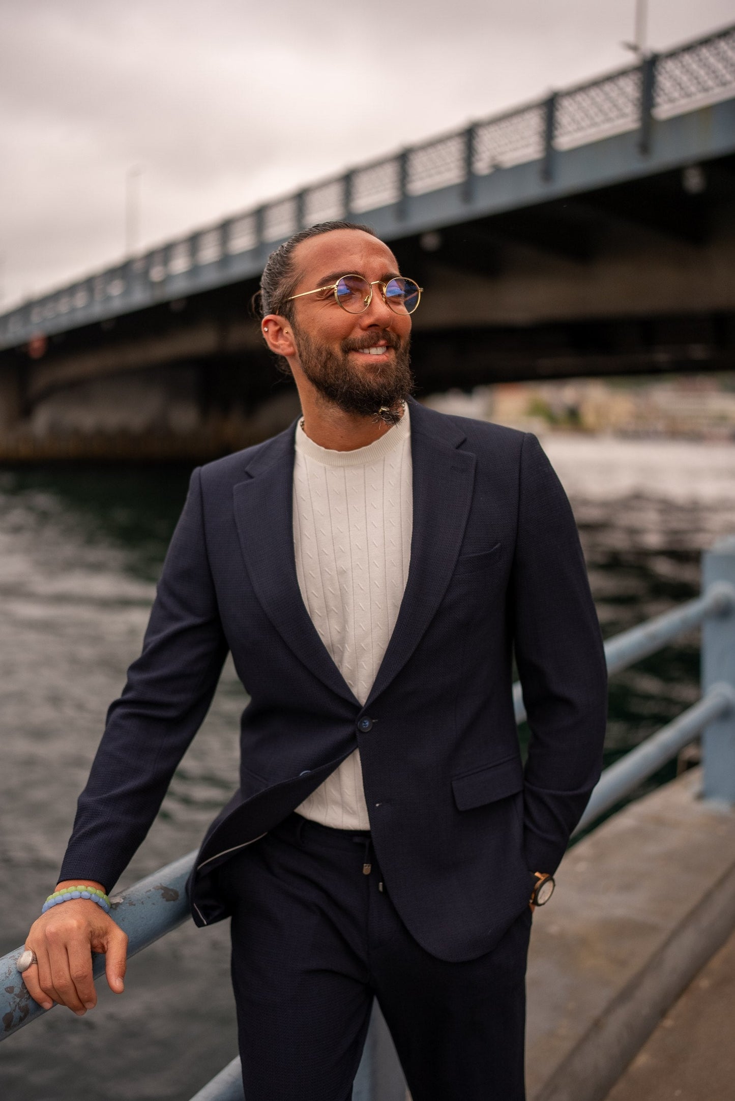 Navy Blue Summer Suit Set