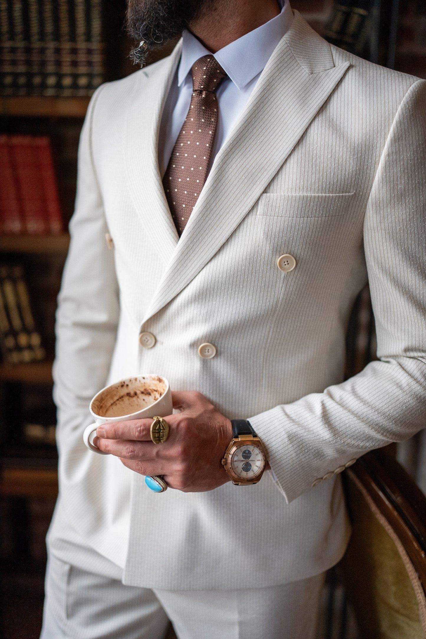 Ivory White Double-Breasted Suit