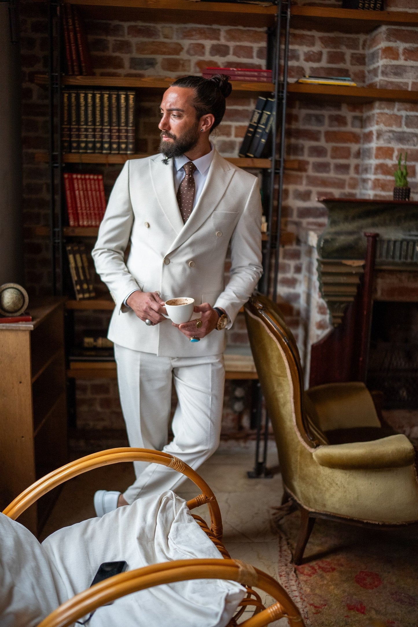 Ivory White Double-Breasted Suit