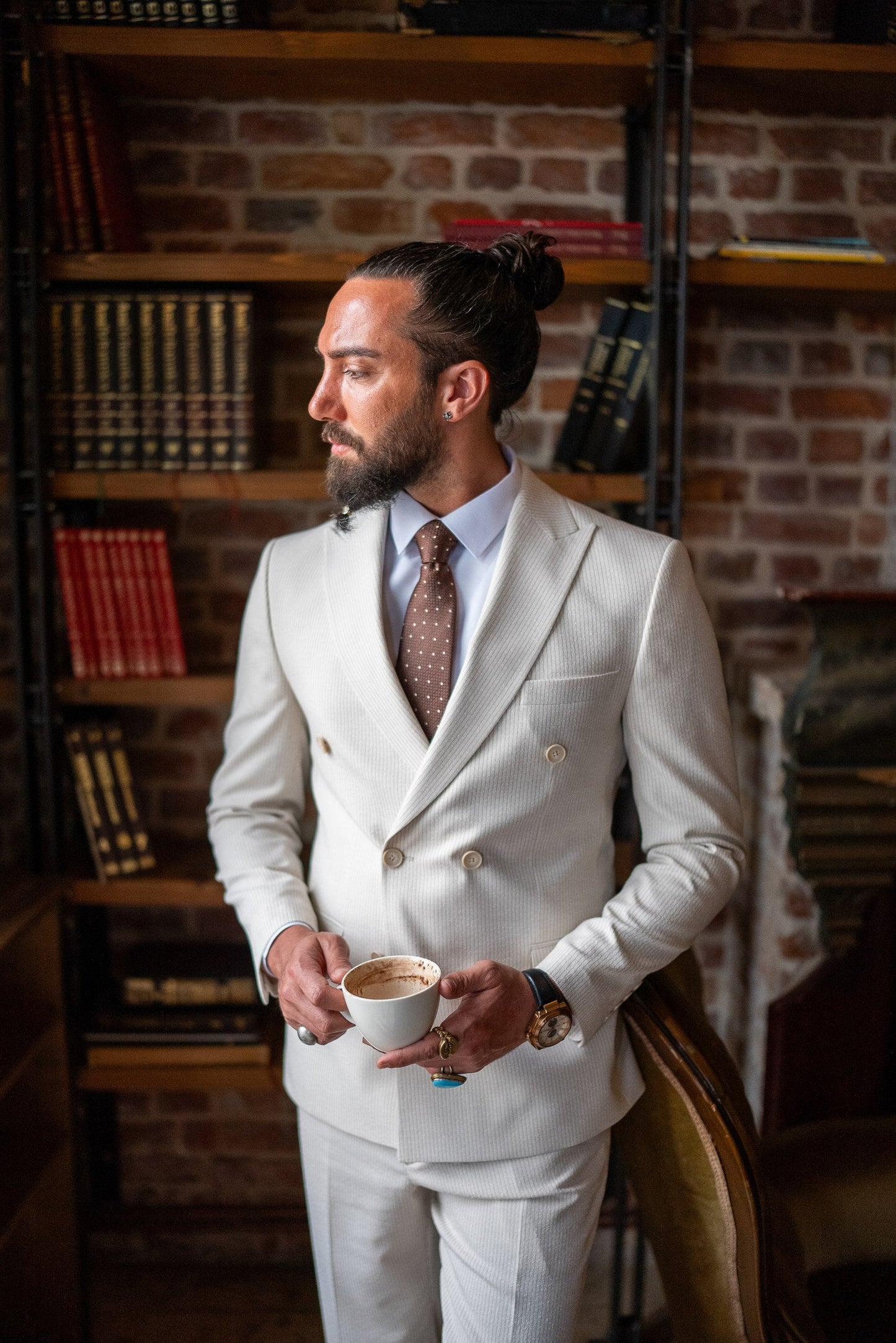 Ivory White Double-Breasted Suit