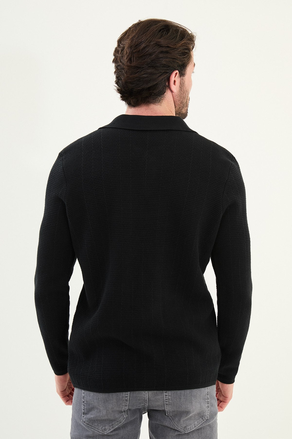Men’s Black Knit Button-Up Cardigan