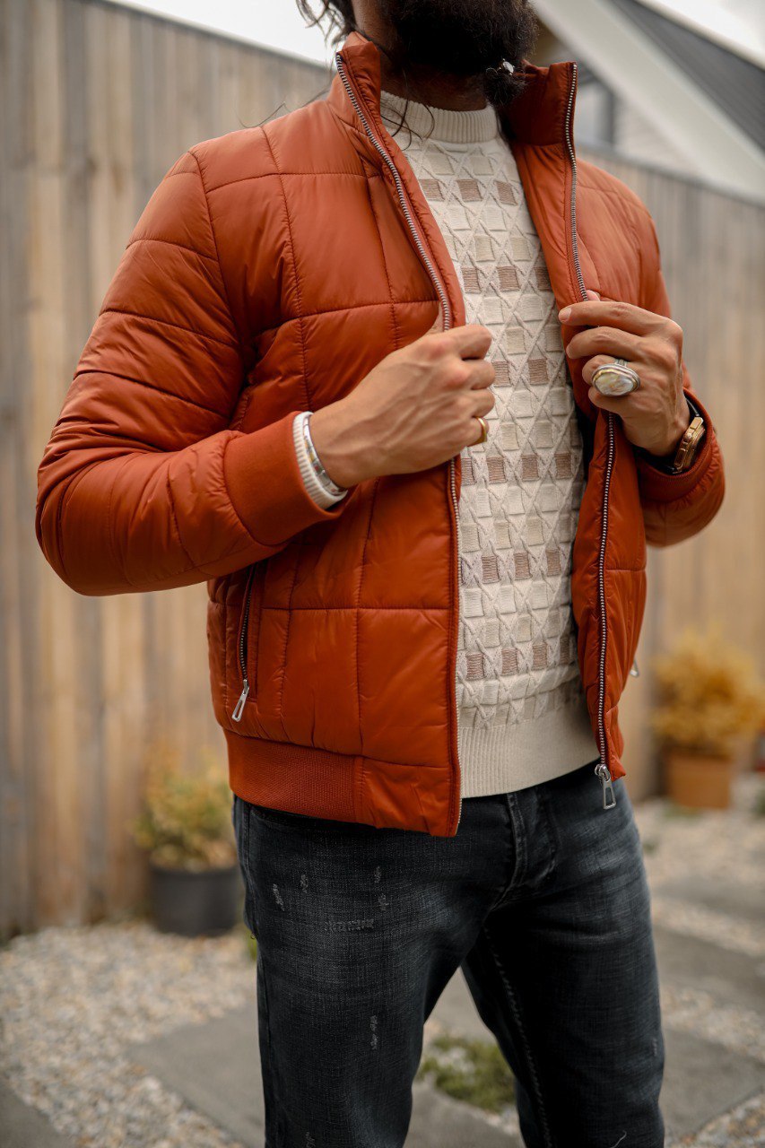 Men's Tile Quilted Puffer Jacket - Zip Pockets