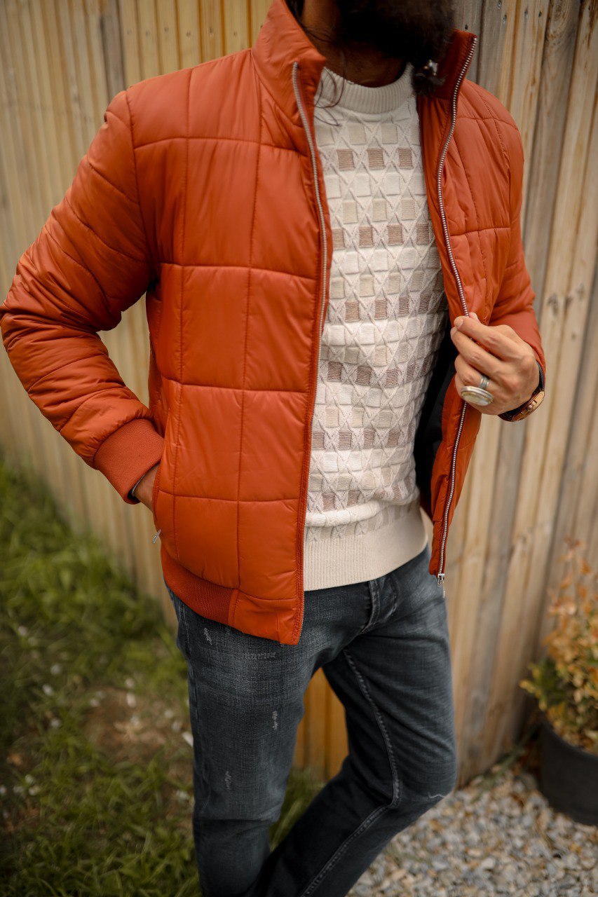 Men's Tile Quilted Puffer Jacket - Zip Pockets