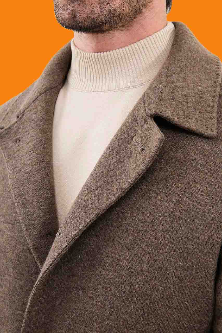 Men's Brown Textured Car Coat - Slim Fit