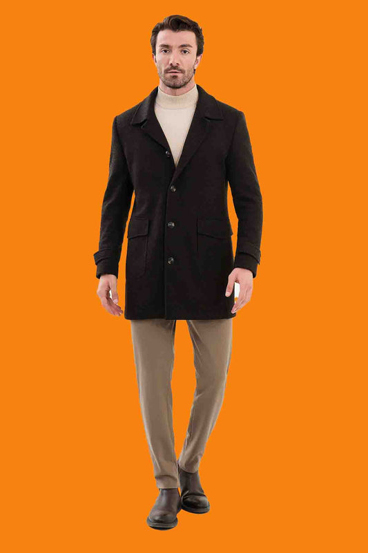 Men's Slim Fit Brown Blend Overcoat - S-XXL Winter Wear
