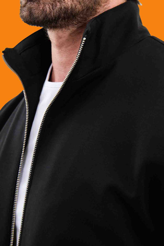 Black Slim Fit Knitwear Zip-Up Cardigan Jacket